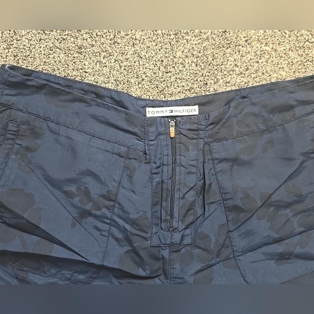 VTG Tommy Hilfiger Board Athletic Womens Shorts Navy W Black Floral Womens 14 - Picture 8 of 16